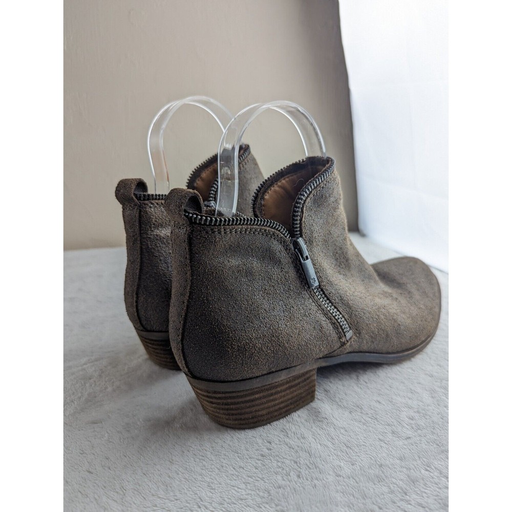 Lucky Brand Short Zip Ankle Leather Boots 9.5M Women's Brown
